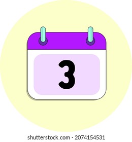 Día 3 icono de calendario colores de caramelos