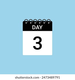 Day 3 calendar planner . Date  3 calendar icon design template.