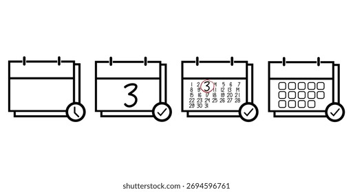 Tag 3 - Spezifischer Tageskalender. Kalendersymbol, Vektorgrafik-Zeichen.