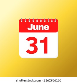 Day 31 June Month Red Calendar Stock Vector (Royalty Free) 2162986163