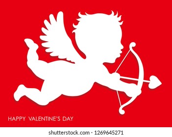 Valentine’s Day 3D relief cupid icon, vector illustrations.