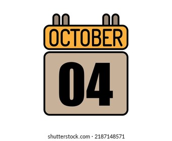 Day 4 October calendar icon. Calendar vector for October days isolated on white background.