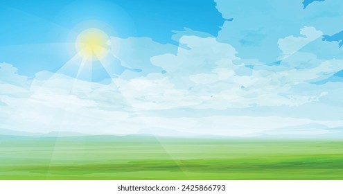 Day 4-God Created The Sun. Sun is shining. Sunny day vector illustration.  