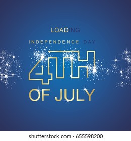 Day 4th July loading spark firework gold blue vector