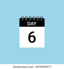 Day 6 calendar planner . Date 6  calendar icon design template.