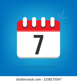 Day 7, day seven. Vector calendar, cartoon look. Calendar icon with the day in question