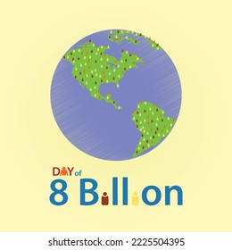Day of 8 billion concept illustration. Vector, illustration.