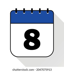 Day 8 blue - Calendar Icon - Vector Illustration