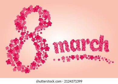 Día de la Mujer. 8 de marzo. Dibujado a mano.