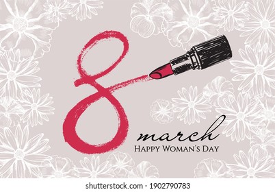 Woman’s Day. 8 March. Hand-drawn style. Vector illustrations.