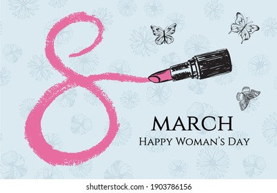 Woman’s Day. 8 March. Hand-drawn style. Vector illustrations.
