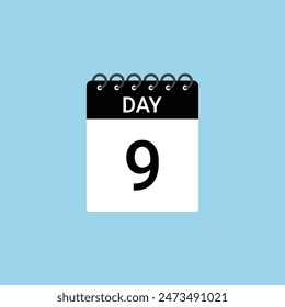 Day 9 calendar planner . Date 9 calendar icon design template.