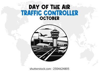 Day of the Air Traffic Controller Background Vector Aviation Safety and Control Design