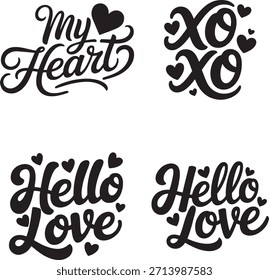 Dia dos Namorados Vestuário Design Bundle - Aspas de Amor, Tipografia Romântica e Gráficos do Coração