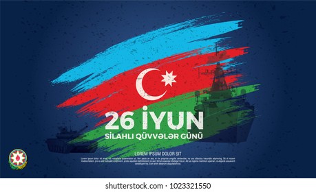 Day Of The Armed Forces Of Azerbaijan Flag Military Banners 26 June Baku Illustration