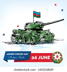 Day of the Armed Forces of Azerbaijan flag military banners 26 June Baku illustration