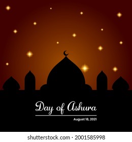 Day Of Ashura Happy Muharam Happy Islamic New Year With Background Mosque And Stars
