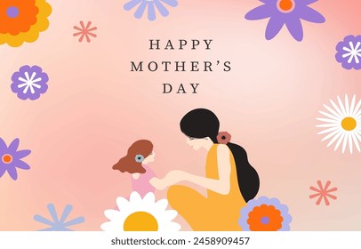 mother’s day background with flower.Editable vector illustration for horizontal design