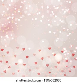 Valentine’s day background. Heart confetti. Flat design vector illustration.