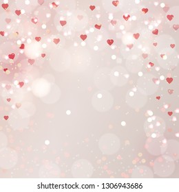 Valentine’s day background. Heart confetti. Flat design vector illustration.