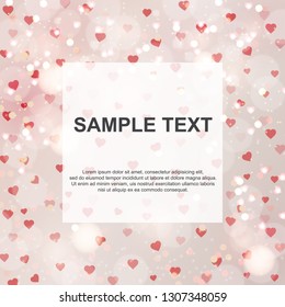 Valentine’s day background. Heart confetti. Flat design vector illustration.