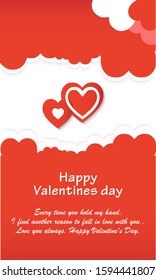 Valentine’s Day background, minimal love wallpaper with papercut, invitation card or for your idea. vector illustration