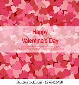Valentine’s day background. Red and pink paper heart template banner. Love holiday cover with copy space for social media. Valentines day concept. flat design vector illustration.