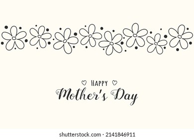 Mother’s Day banner with cute flowers and greetings. Vector