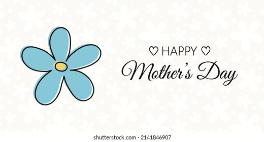 Mother’s Day banner with hand drawn flower and wishes. Vector