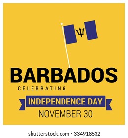 The Day of Barbados, Vector Barbadian Independence Day Celebrating 30th November. Celebration Card. Ribbon banner with typography wallpaper background Illustration