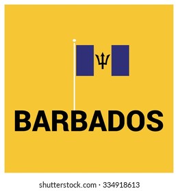 The Day of Barbados, Vector Barbadian Independence Day Celebrating 30th November. Celebration Card. Flag and typography on yellow wallpaper background Illustration