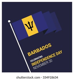 The Day of Barbados, Vector Barbadian Independence Day Celebrating 30th November. Celebration Card. 3d waving flag wallpaper background Illustration
