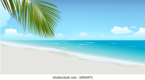 Day beach with palm leaf (RGB)