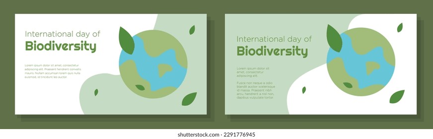 Day of biodiversity online banner template set, international celebration day advertisement sign, biological diversity horizontal ad, sustainable living content marketing post, creative brochure