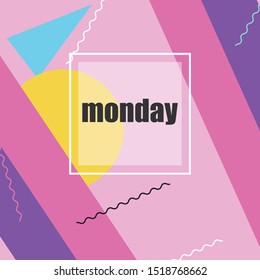 Day Book Design Memphis posters in trendy 80s-90s memphis style Memphis design start-up poster. Cards,posters. Memphis design 80-90s.