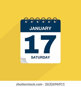 Day calendar with date January 17. Calendar icon vector. Event calendar reminder, business meeting schedule date sign, deadline template, appointment date symbol, page calendar agenda planner sign.