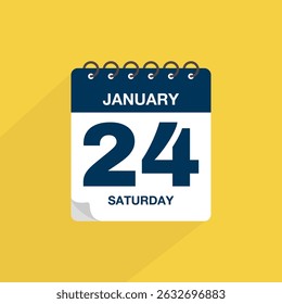 Day calendar with date January 24. Calendar icon vector. Event calendar reminder, business meeting schedule date sign, deadline template, appointment date symbol, page calendar agenda planner sign.