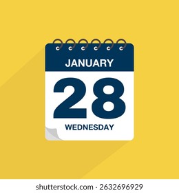 Day calendar with date January 28. Calendar icon vector. Event calendar reminder, business meeting schedule date sign, deadline template, appointment date symbol, page calendar agenda planner sign.