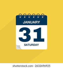 Day calendar with date January 31. Calendar icon vector. Event calendar reminder, business meeting schedule date sign, deadline template, appointment date symbol, page calendar agenda planner sign.