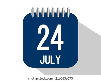 Day calendar with date July 24. July month calendar banner in blue.