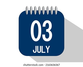 Calendario del día con fecha 3 de julio.