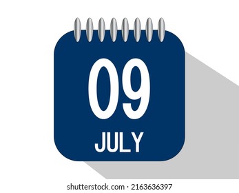 Calendario del día con fecha 9 de julio.
