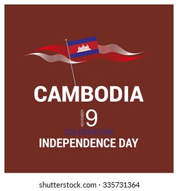 The Day of Cambodia, Vector Cambodian Independence Day Celebrating 9th November. Celebration Card. flag lines creative background wallpaper Illustration