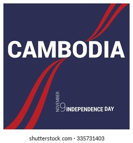 The Day of Cambodia, Vector Cambodian Independence Day Celebrating 9th November. Celebration Card. flag lines creative background wallpaper Illustration