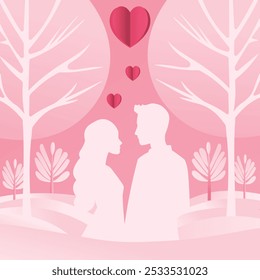 Valentine´s Day Card. Couple in Love in the Park