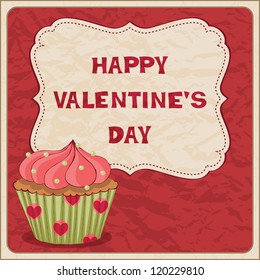 ValentineÃ?Â´s Day card with cupcake