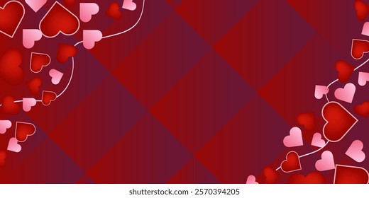 Valentine’s Day Card with floral frame .Abstract hearts background Cute romantic pink hearts background print. Valentine's day holiday backdrop texture, romantic wedding design.