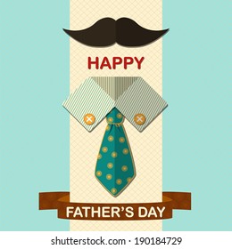 Father'Â?Â?s Day card with mustache, shirt and tie