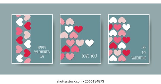 Valentine’s Day Card Set with Hearts. Romantic Greeting Card for Valentine’s Day, Anniversary, and Print Use. Perfect for Boyfriend, Girlfriend, and Couples on Special Occasions.