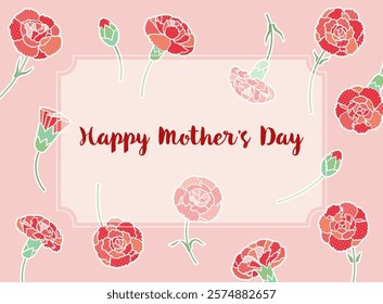 Mother’s Day Carnation Frame Illustration
